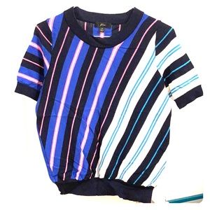 Short-Sleeve J. Crew Striped Merino Wool Sweater